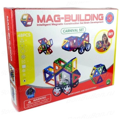 Mag-Building Магнитный Детский Развивающий Конструктор Mag-Building 48 Деталей, Mag-Building Конструктор Для Детей магнитный конструктор mag building 28 предметов