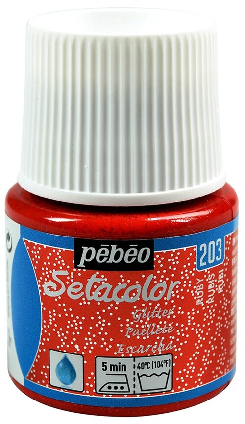 Краска для светлых тканей Pebeo с микро-глиттером, Setacolor, 45 мл, рубин