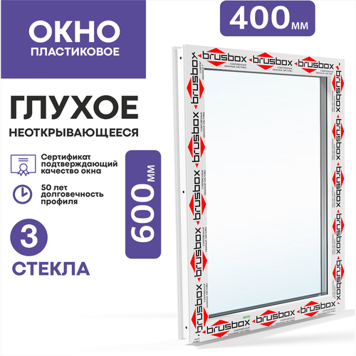 Окно пластиковое, двухкамерное, глухое, (ШхВ)400х600