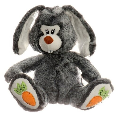 --- Мягкая игрушка «Кролик с морковками», цвет серый
