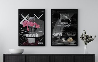 Набор плакатов "KAWS" / Формат А4 / 2 шт. (21х20 см) / Набор интерьерных постеров без рамы