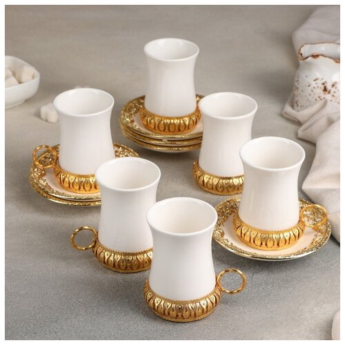 фото Сервиз чайный "султан", 6 персон, кружка 100 мл 6 шт, блюдце 11 см 6 шт сима-ленд