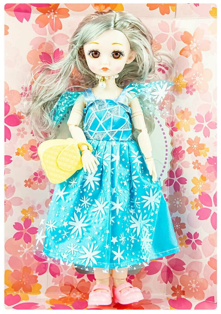 Шарнирная кукла Fashion Doll в голубом платье 29 см.