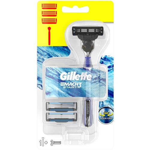 Многоразовый бритвенный станок Gillette Mach3 Start, 3 шт.