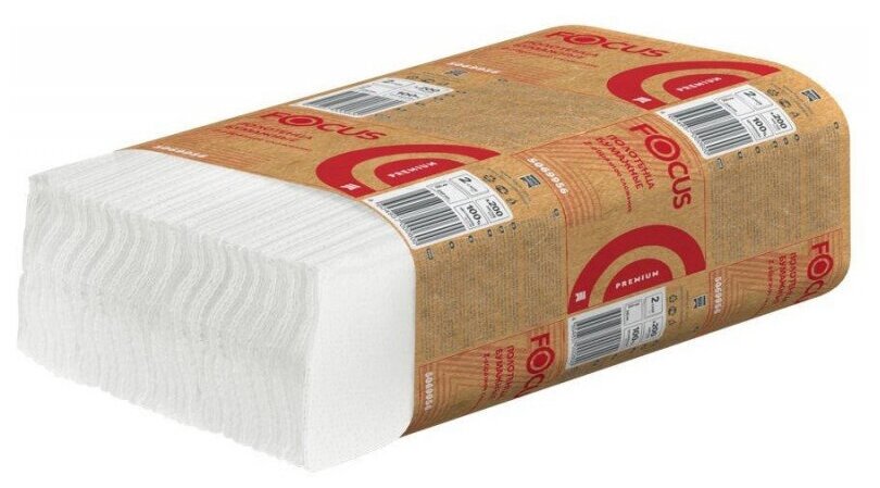 фото Полотенца бумажные д/дисп. FOCUS PremiumZсл 2сл бел цел200л12пач/уп 5069956