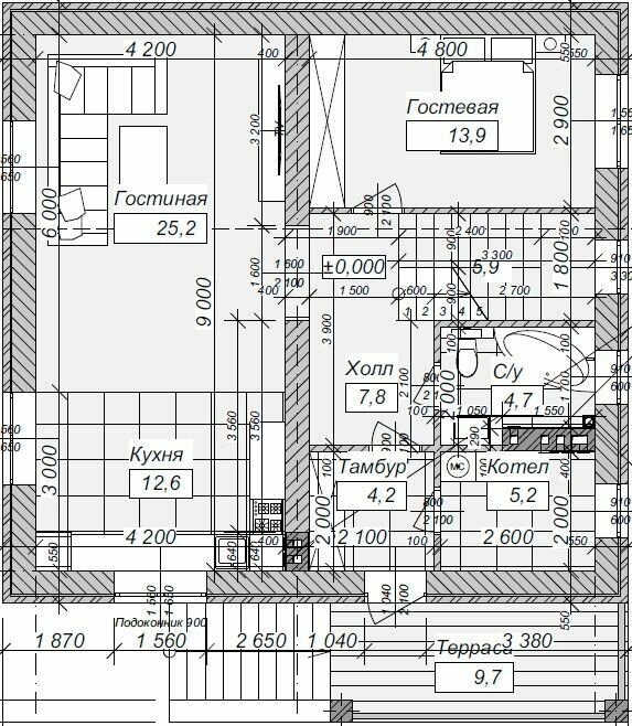 Проект двухэтажного дома без гаража из газобетонного блока с облицовкой из керамического кирпича площадью 156,9 кв.м - фотография № 7