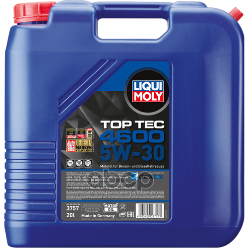 Liqui moly Liquimoly 5w30 Top Tec 4600 (20l)_масло Мотор.! Син Sm/Cf, Acea C3-08/Mb-229.51, Bmw Longlife-04