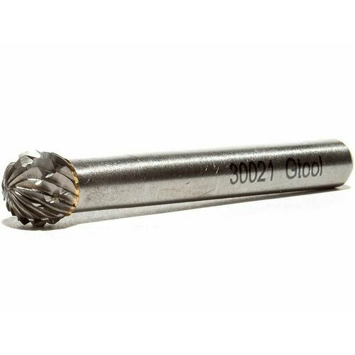 Борфреза твердосплавная GTOOL по сталям, чугуну и цветным металлам, форма D (сфера), 8х7х6х47 мм