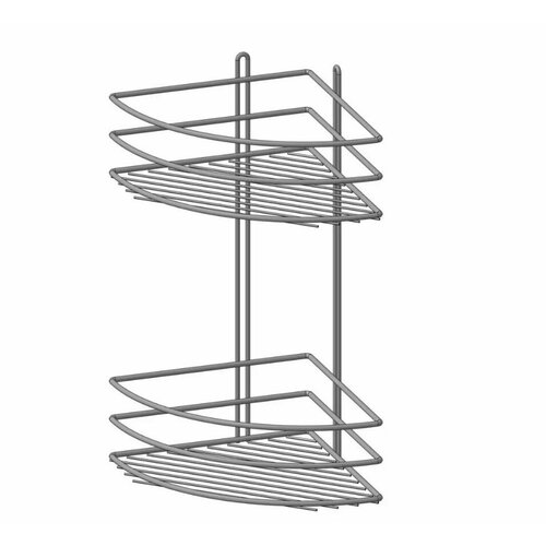 Полка угловая 2 яруса овал высокий борт proffero хром 200х200х380мм