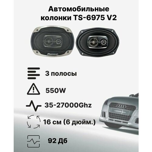 Автомобильные динамики TS-6975 V2 165 см 6 дюйм 500 Вт Комплект из 3 штук Коаксиальная акустика 3-х полосная с защитными сетками 377900₽