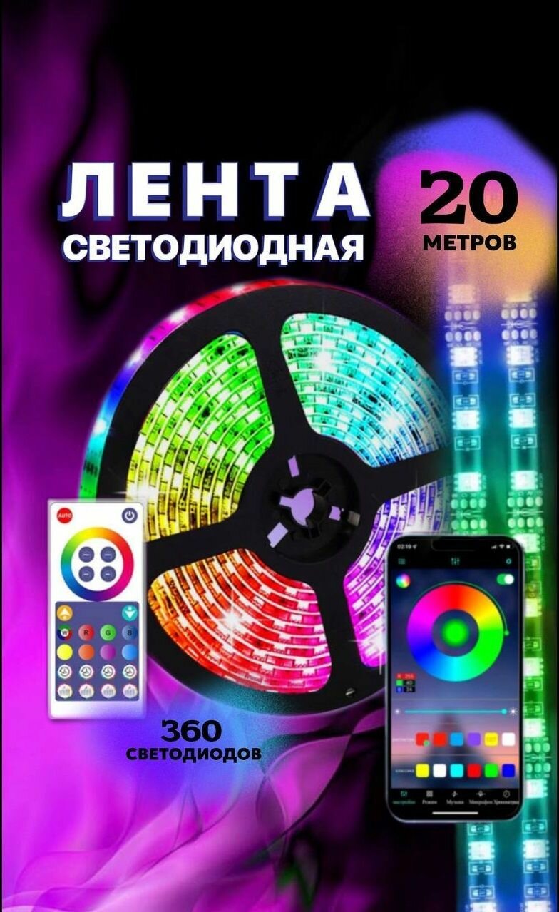 фото Лента светодиодная RGB LED с пультом многоцветная