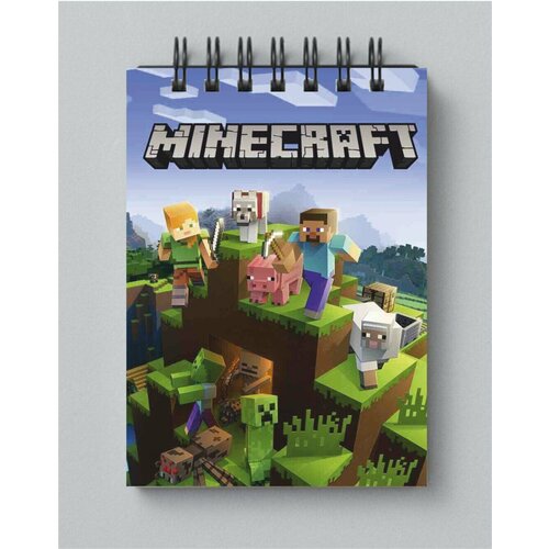 Блокнот для записей GOODbrelok Майнкрафт Minecraft А6 на кольцах блокнот единорог голубой с розовым 80 листов блокнот желаний для девочек блокнот в плюшевой обложке ежедневник планер