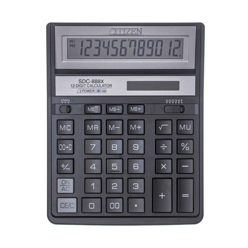 Калькулятор настольный Citizen полноразмерный, бухгалтерский, 12 разрядов (SDC-888TII)