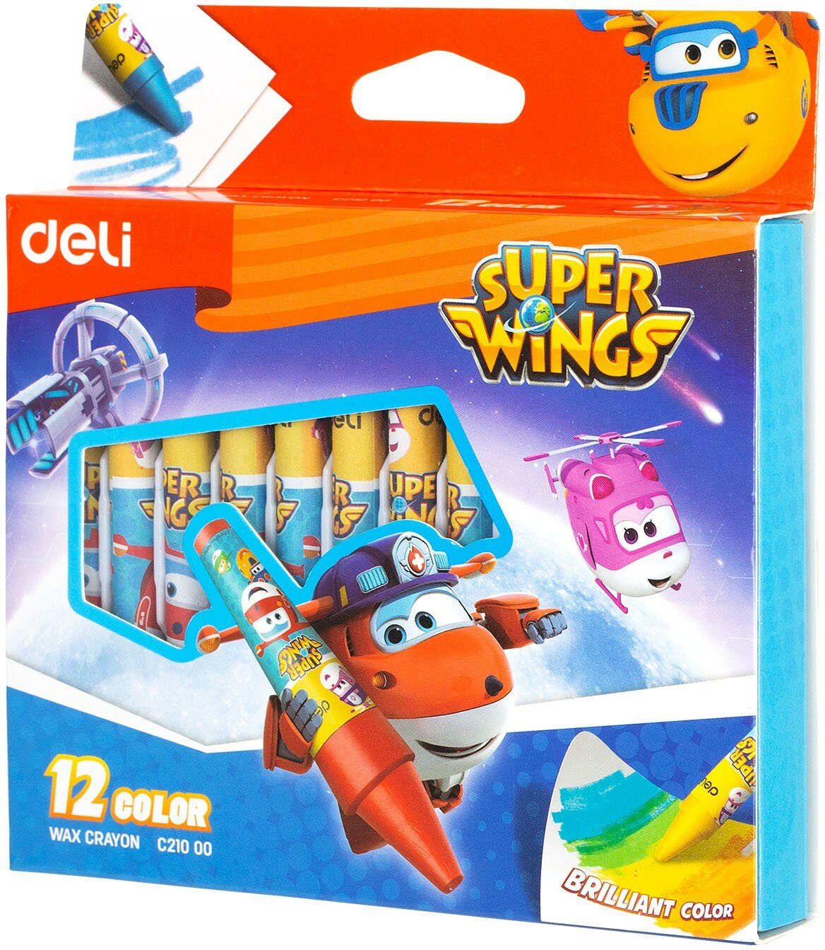 Мелки восковые Super Wings, 12 цветов