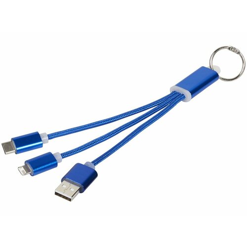 Кабель для зарядки Metal 3-в-1 с брелоком, цвет синий кабель usb магнитный sititek uc 066 для android ios розовый