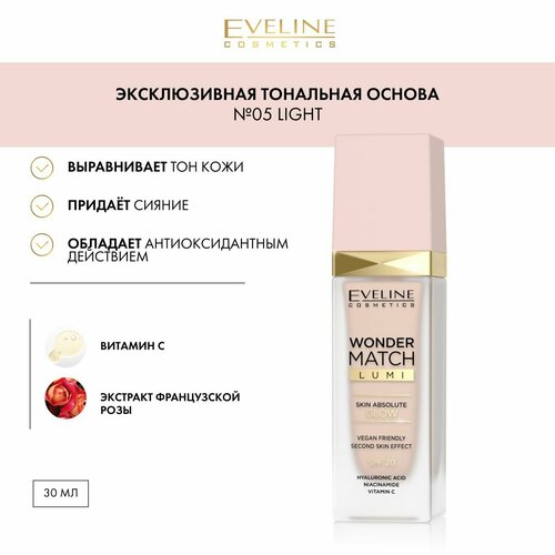 EVELINE WONDER MATCH LUMI Эксклюзивная тональная основа 30мл