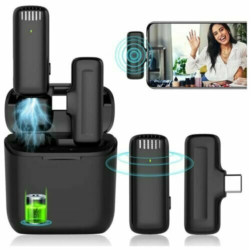 Беспроводной микрофонприемник в кейсе J11 разъем Type-C черный 92600₽