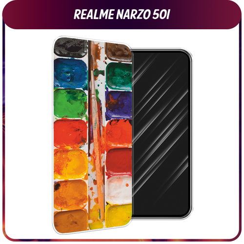 Силиконовый чехол на Realme Narzo 50i / Реалми Нарзо 50i Акварель силиконовый чехол на realme narzo 50i реалми нарзо 50i пальмовые ветви арт прозрачный
