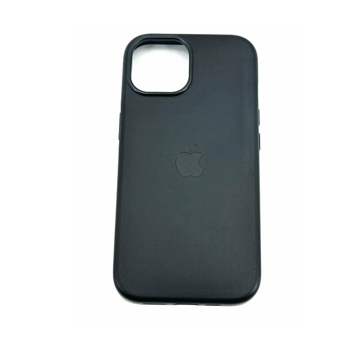 Чехол-накладка кожаный Leather Case с беспроводной зарядкой MagSafe на Apple iPhone 12/12 Pro- Черный