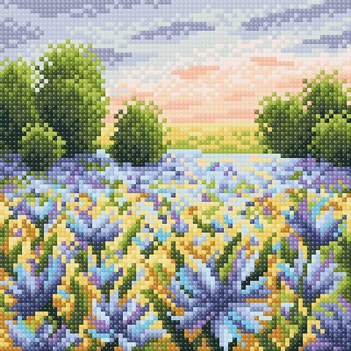 Алмазная вышивка «Васильковое поле», 20x20 см, Brilliart