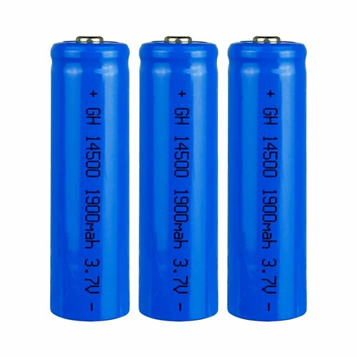Аккумуляторные батарейки AA- GH 14500 (Li-Ion 1900 мАч,3.7 V)(реал 300мАч ) -3 шт в уп, пальчиковые