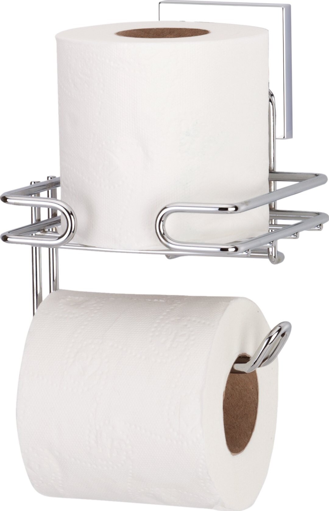 Держатель туалетной бумаги с запасным рулоном EF275 самоклеящийся хром