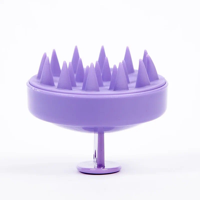 Щетка массажная для мытья волос и кожи головы силиконовая (щетка-массажер), фиолетовый