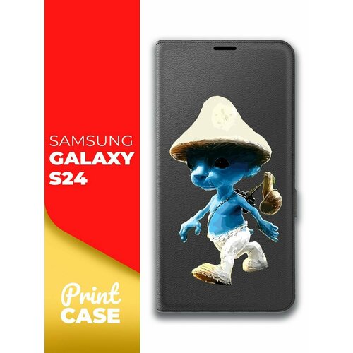 Чехол на Samsung Galaxy S24 (Самсунг Галакси С24) черный книжка эко-кожа подставка отделением для карт и магнитами Book case, Miuko (принт) Шалушай чехол на samsung galaxy s24 самсунг галакси с24 черный книжка эко кожа подставка отделением для карт и магнитами book case miuko принт шалушай