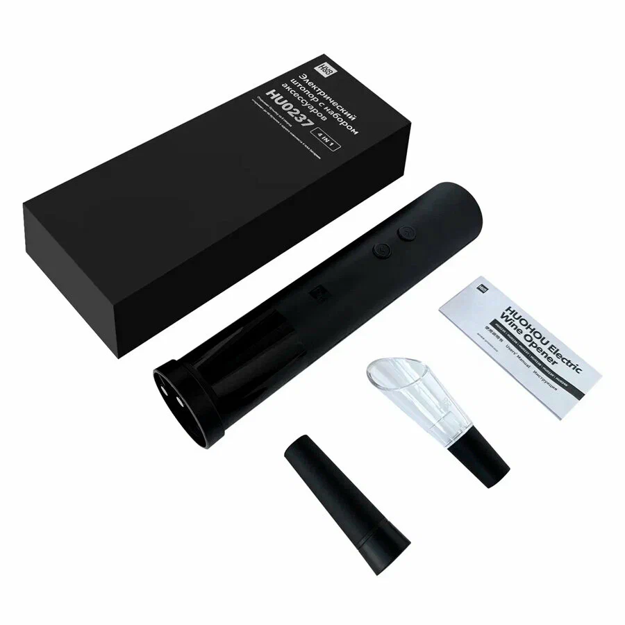 Картинки Huohou Штопор электрический Huo Hou Electric Wine Bottle Opener 4 в 1 HU0237 черный