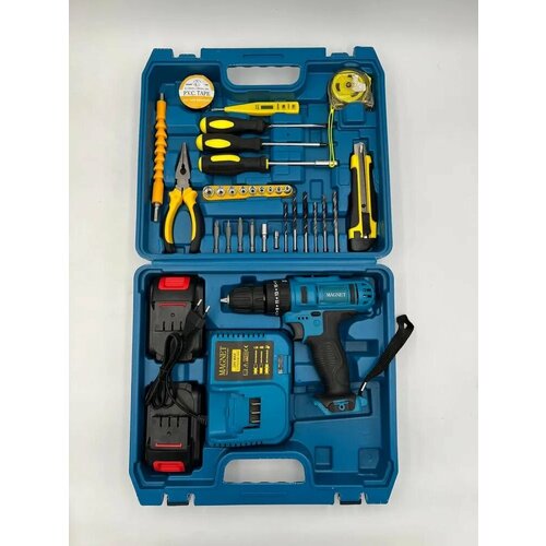 Дрель-шуруповерт ударный Magnet 26V аккумуляторный с набором инструментов и док-станцией 6100₽