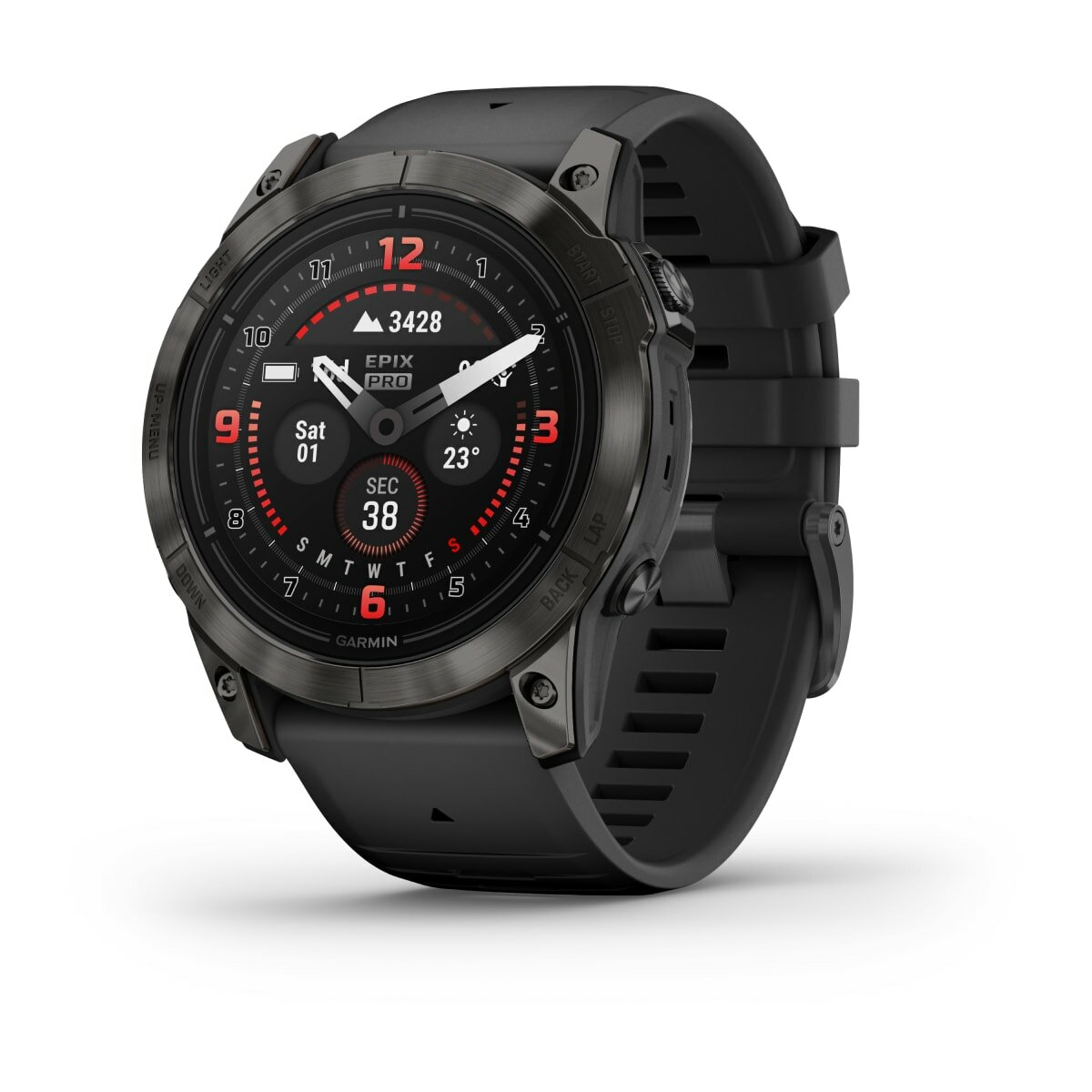 Garmin epix Pro (Gen 2) Sapphire Edition 51 мм, титановый угольно-серый, DLC, черный силиконовый ремешок