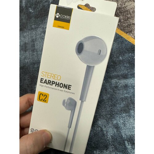 Проводные наушники капельки с микрофоном Cokike C2 116 Дцб 130см 32 Ом разъем 35мм для старых телефонов магнитолы радио MP3-плеера VR-оч 588₽