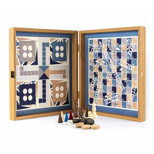 Шахматы, нарды, лудо, змеи Manopoulos цвет - футляр из орехового дерева