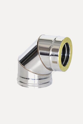 Изображение товара Колено для дымохода утепленное 90 градусов d 115x200 мм нержавейка 0.8мм