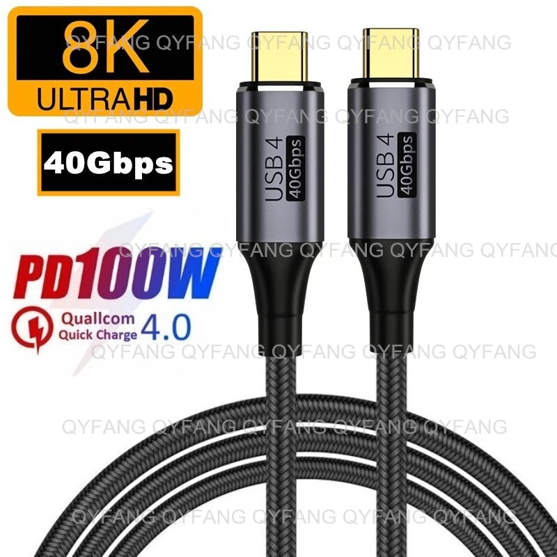 USB-кабель USB4 Gen3 C серого цвета 40 Гбит/с для MacBook Straight 0.3m