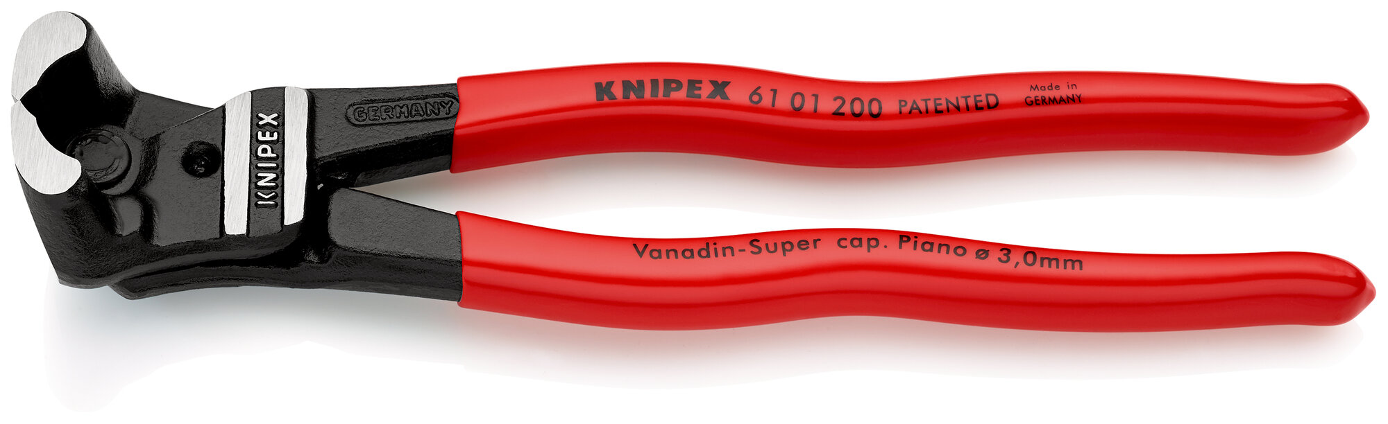Болторез KNIPEX особой мощности торцевой, 200 мм, фосфатированный, обливные ручки KN-6101200