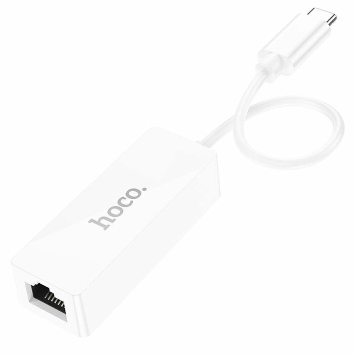USB-адаптер Hoco UA22, Type-C - ethernet (100 Мб), 15 см, белый