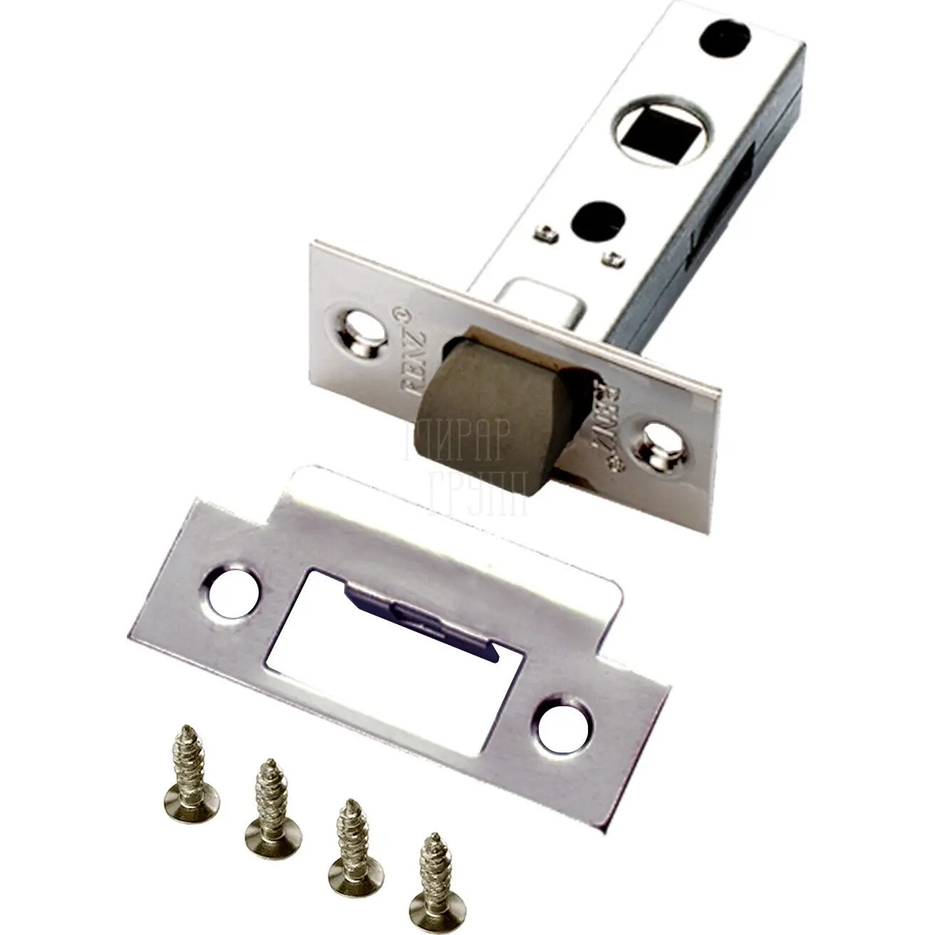 Защелка межкомнатная ренц INL 5-45 pl пластиковый язычок матовый никель