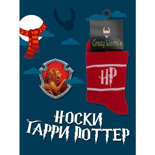 фото Носки crazy llama's носки с принтом, crazy llama's, гарри поттер, размер 36-44, красный