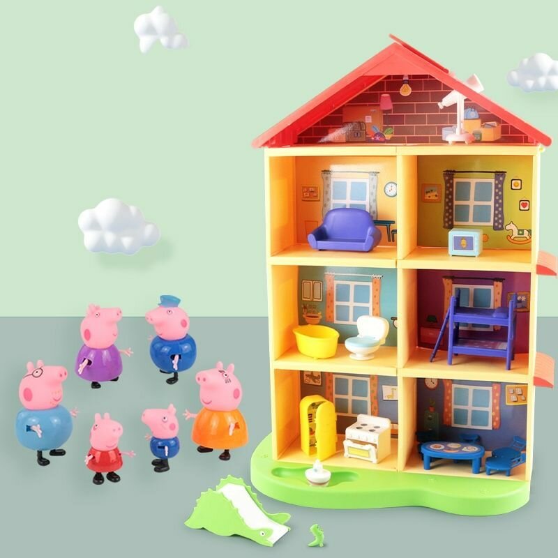 Свинка Пеппа Peppa Pig Детские игрушки Peppa Pig Simulation House 6 Character Gift Set