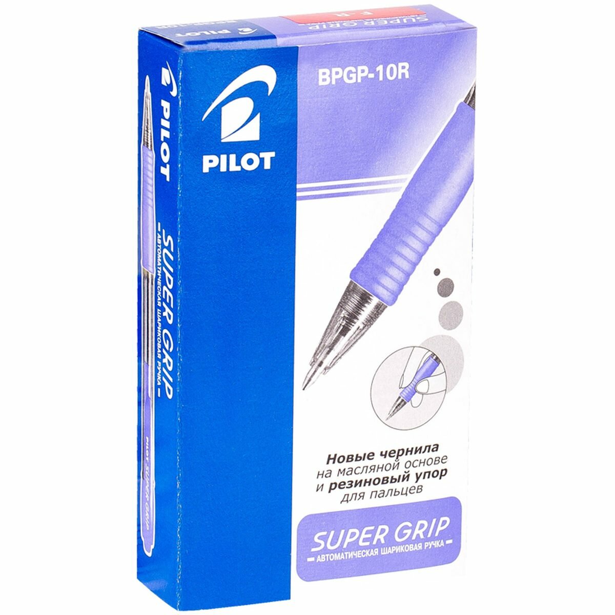 Ручка шариковая автоматическая Pilot Super Grip (0.32мм, красная, масляная основа) (BPGP-10R-F), 12шт.