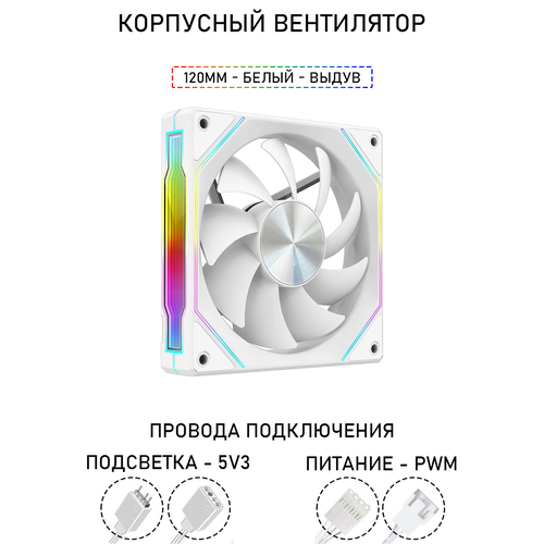 Вентилятор для корпуса LovingCool - 4RS, 120мм, белый, выдув, A-RGB, PWM + 5v3