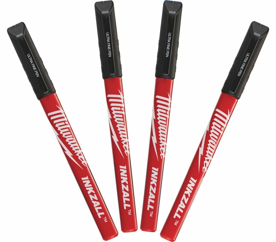 Ручка (черная, 4шт) Milwaukee INKZALL Fine Tip