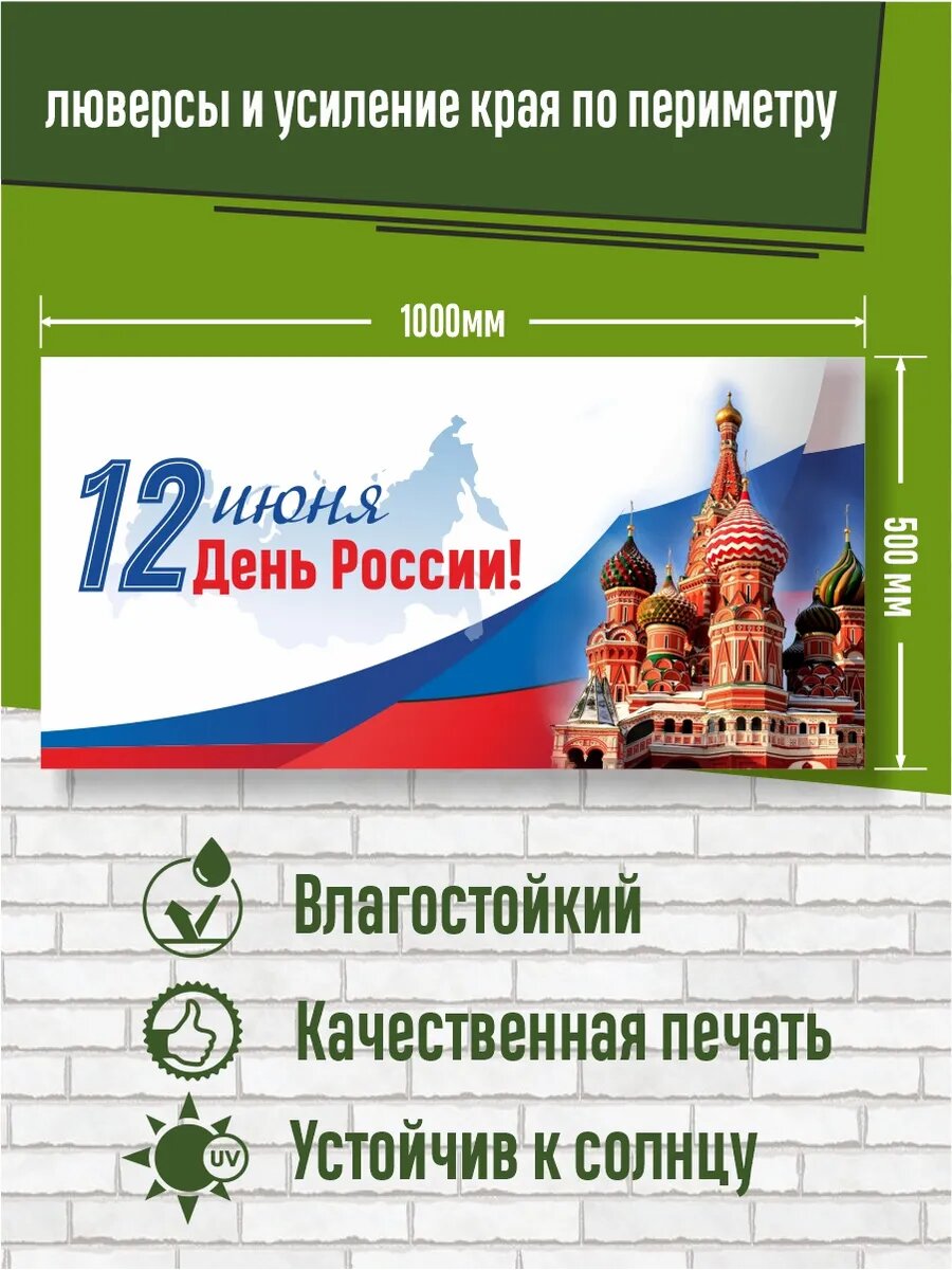 Баннер с Днем России 100 х 50 см — фото 1