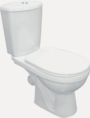 Изображение товара Унитаз-компакт напольный Rosa Комфорт Вн УнБ08 антивсплеск, фарфоровый, белый, глянцевый, овальный, с нижним подводом, сиденье для унитаза в комплекте