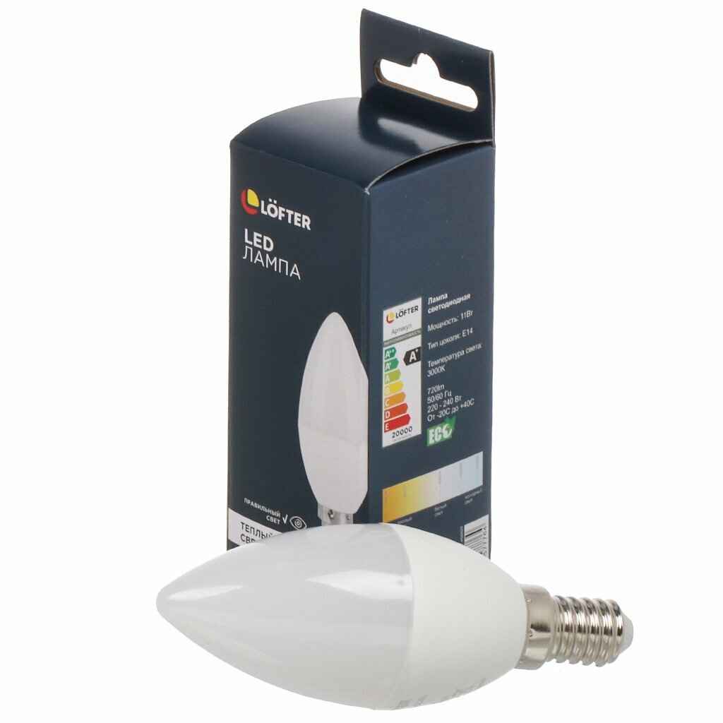 Лампа светодиодная E14 11 Вт 80 Вт 220 В свеча 3000 К свет теплый белый Lofter