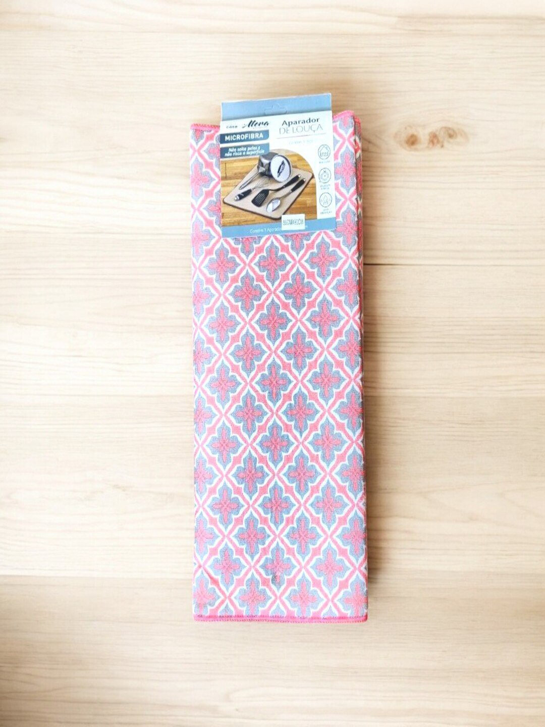 Коврик для сушки посуды "Экологически чистый", розовый, 90 см