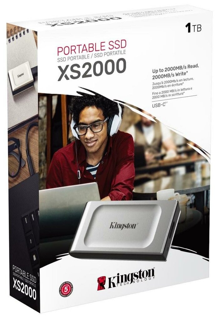 Внешний SSD-накопитель 1Tb Kingston XS2000 SXS2000/1000G (SSD) USB 32 черный