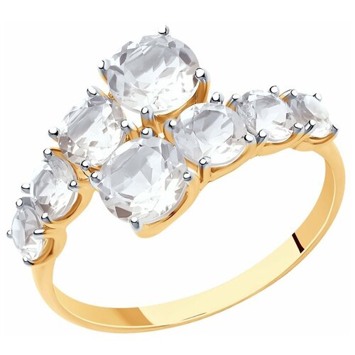 фото Кольцо sokolov из золота с горным хрусталем 716162, размер 19.5