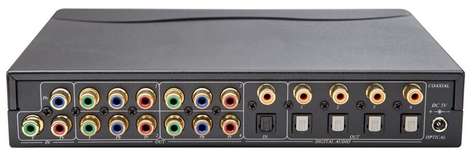 AV-BOX DA814AD Усилитель распределитель (сплиттер), 1вход, 4 выхода Y-Pb-Pr видеосигнала + цифровой звук